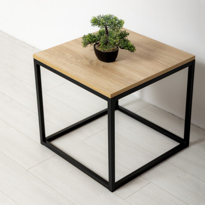 Журнальный столик 50*50*45 см квадратный дуб сонома цвета, маленький кофейный столик в зону ожидания Журнальный столик 50*50*45 см квадратный дуб сонома цвета, маленький кофейный столик в зону ожидания
