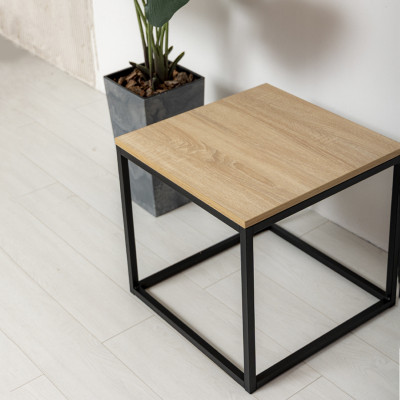 Журнальный столик 50*50*45 см квадратный дуб сонома цвета, маленький кофейный столик в зону ожидания Журнальный столик 50*50*45 см квадратный дуб сонома цвета, маленький кофейный столик в зону ожидания